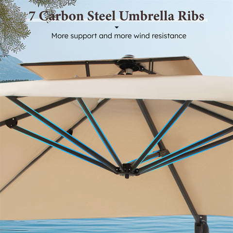 9X12ft Rectangular Outdoor Cantilever Offset Umbrella for Garden, Pool