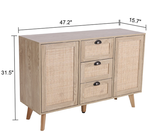 Natural Rattan Storage Cabinet and Chest of Drawers