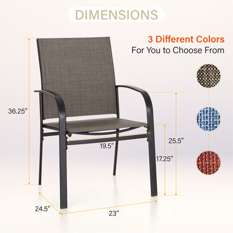 7-Piece Colorful Textilene Fixed Chair Dining Sets for Backyard