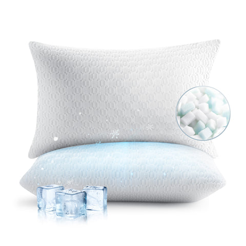 Adjustable Shredded Memory Foam Pillow for Neck and Shoulder Support, Set of 2