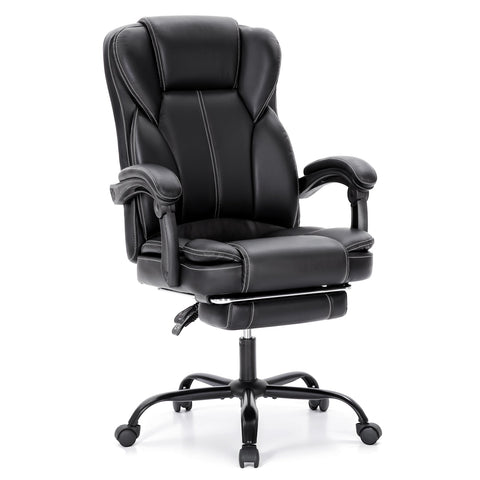 Ergonomic PU Leather Office Chair with Soft Upholstered Armrest