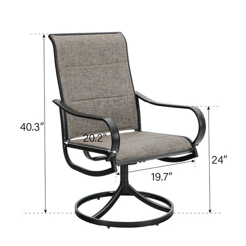 Padded Textilene Fabric Patio Dining Swivel Chairs