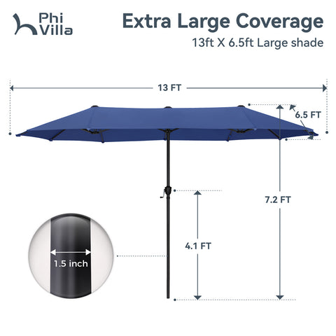 13ft Large Double-Sided Outdoor Patio Umbrella