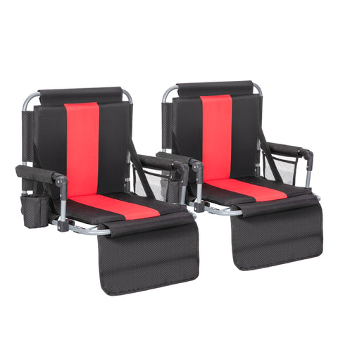 Folding Stadium Seat Chair for Bleachers with Back & Arm Rest, 2 Pieces