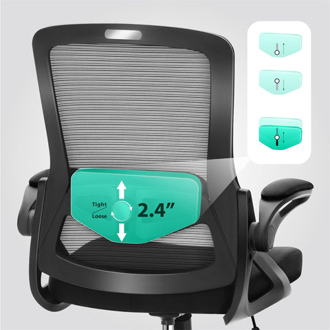 Ergonomic Mesh Office Chair with Adjustable Lumbar Support & Flip-Up Armrests for Home Office & Back-to-School