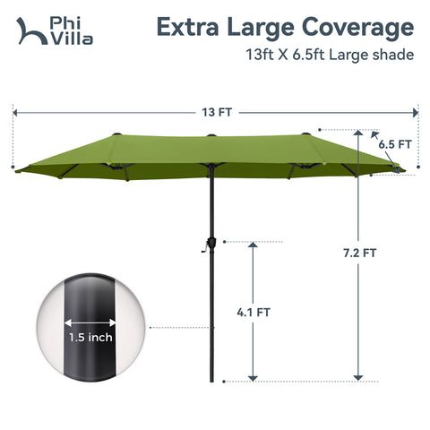 13ft Large Double-Sided Outdoor Patio Umbrella