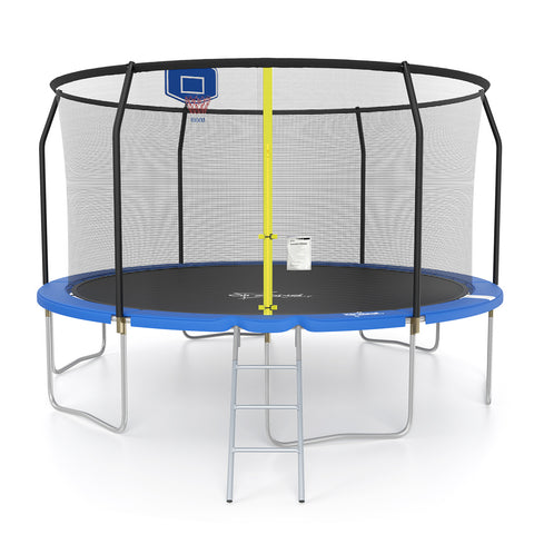 Outdoor Trampoline with Basketball Hoop and Ladder