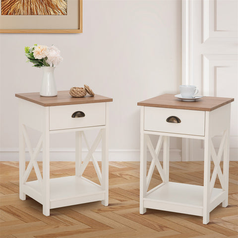 PHI VILLA Farmhouse-Inspired Manufactured Wood Coffee Table