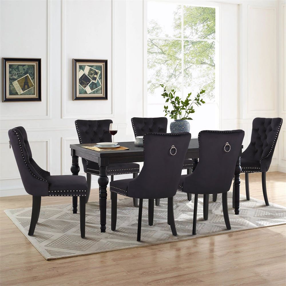 PU Leather Wing Back Side Dining Room Chairs Set of 6