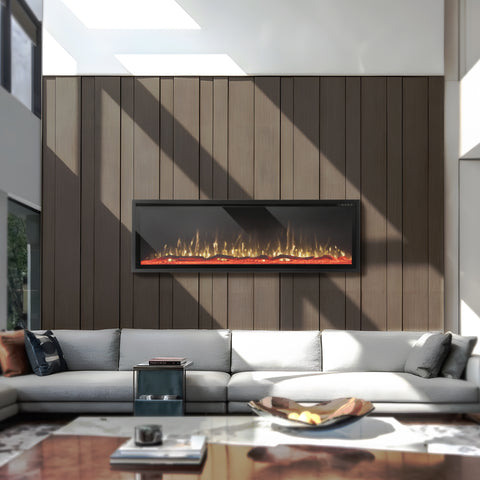 Premium Wall Mounted & Recessed Electric Fireplace with Remote Control