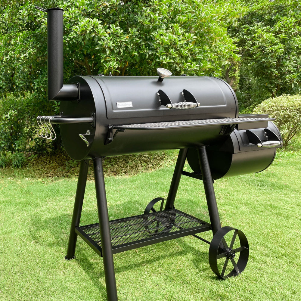  2-In-1 Charcoal Smoker Grill with Offset Smoke Box Extra Large
