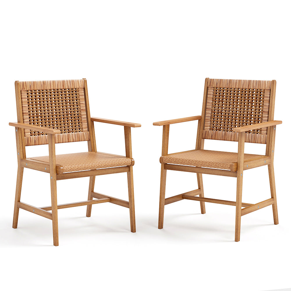 wooden chars with wick seat and back