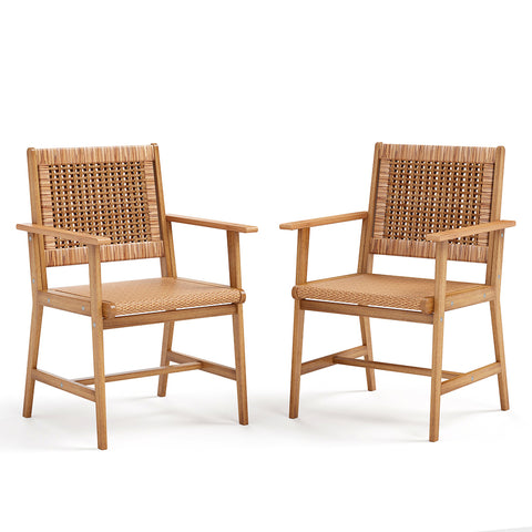 wooden chars with wick seat and back