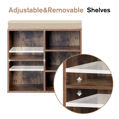 Small Shoe Storage Bench with Padded Cushion