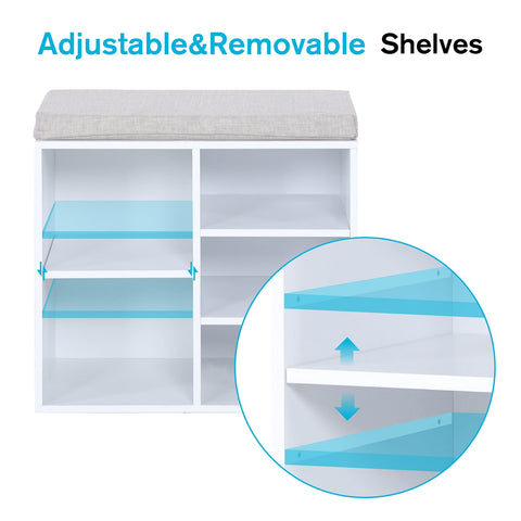 Small Shoe Storage Bench with Padded Cushion