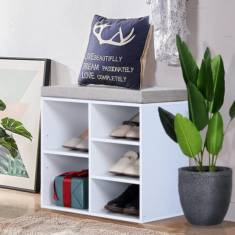 Small Shoe Storage Bench with Padded Cushion