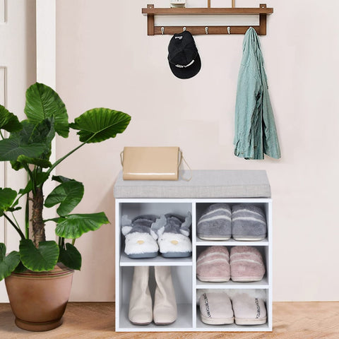 Small Shoe Storage Bench with Padded Cushion