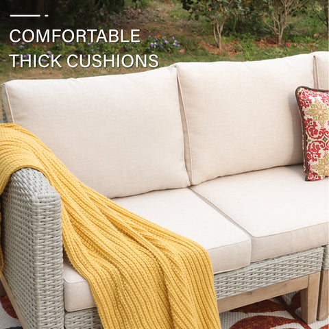 5-Piece Wooden Country Sofa with Ottoman