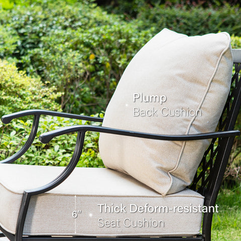 5-Seat Thick Cushion Conversation Sets with Swivel Chairs & Ottoman