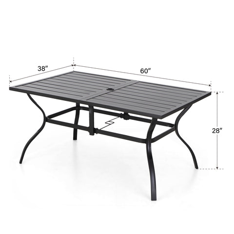 8-Piece 13ft Umbrella Patio Dining Set with Denim Blue / Grey Textilene Swivel Chair