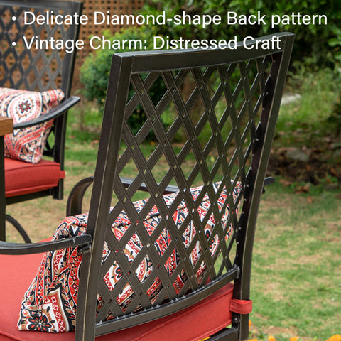 PHI VILLA Bohemian Style Steel Swivel Outdoor Bar Stools Set with Gifted Cushions