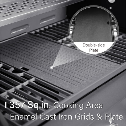 4-Burner Outdoor Propane Gas BBQ Grill with Side Burner