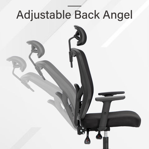 Adjustable Mesh Swivel Office Chair with Headrest and Lumbar Support