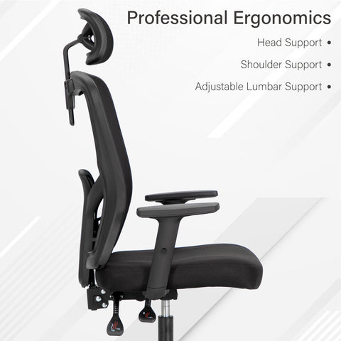 Adjustable Mesh Swivel Office Chair with Headrest and Lumbar Support