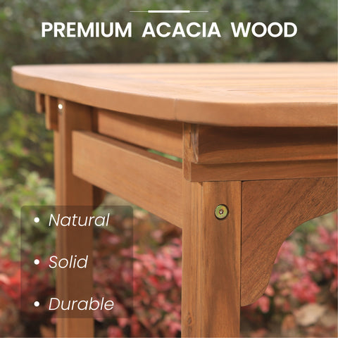 Acacia Wood Patio Furniture Set Adjustable Table & Fixed Chairs