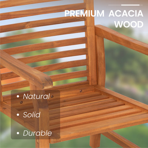 Acacia Wood Patio Furniture Set Adjustable Table & Fixed Chairs