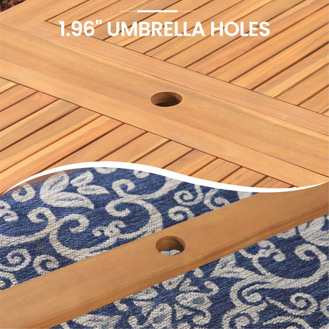 Acacia Wood Patio Furniture Set Adjustable Table & Fixed Chairs