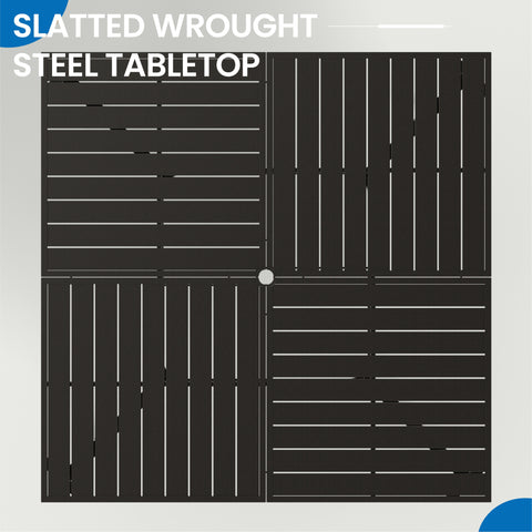 9-Pcs Patio Dining Set Extra Large Square Table & Textilene Fixed Chairs