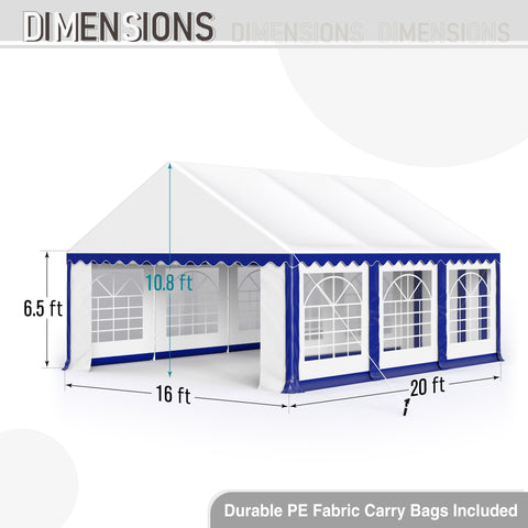 16'x20' White Scalloped Valance Party Tent Canopy Shelter with Heavy Duty Design (Includes Carry Bag)