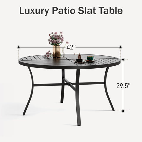 5/7-Piece Outdoor Patio Dining Set with Round Table and High Back Textilene Swivel Chair
