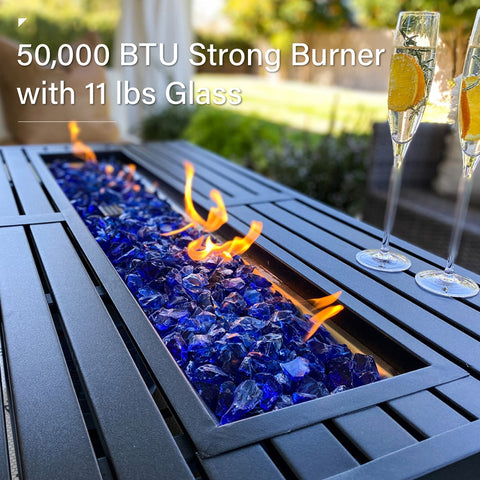 45" x 23", 50,000 BTU Rectangle Metal Gas Fire Pit Table