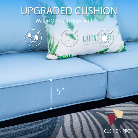 5-Seat Thick Cushion Conversation Sets with Swivel Chairs & Ottoman