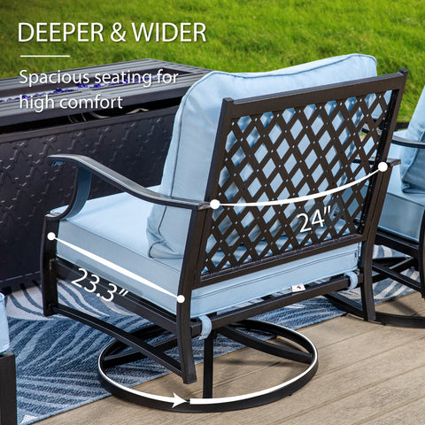 5-Seat Thick Cushion Conversation Sets with Swivel Chairs & Ottoman