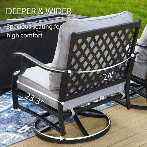 5-Seat Thick Cushion Conversation Sets with Swivel Chairs & Ottoman