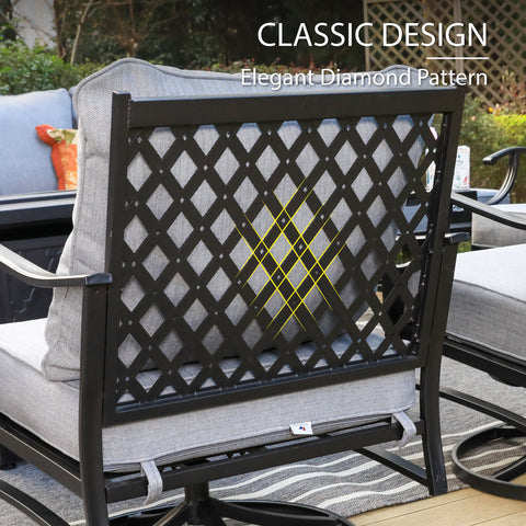 5-Seat Thick Cushion Conversation Sets with Swivel Chairs & Ottoman