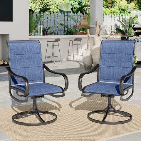 Padded Textilene Fabric Patio Dining Swivel Chairs