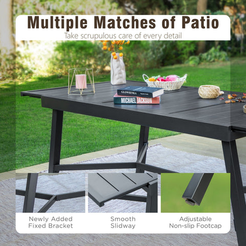 7 Piece Ergo Sling Fixed & Swivel Chairs Patio Dining Set with Expandable Table