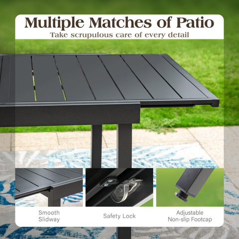 7/9-Piece Patio Textilene High Back Swivel Chairs and Adjustable Metal Table Dining Set