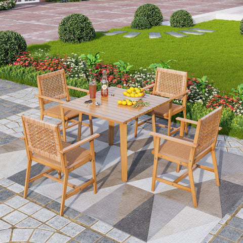 Outdoor Acacia Wood Casual Dining Set for Backyard