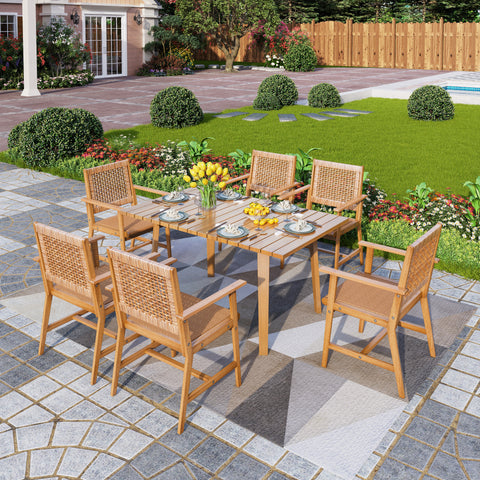 Outdoor Acacia Wood Casual Dining Set for Backyard