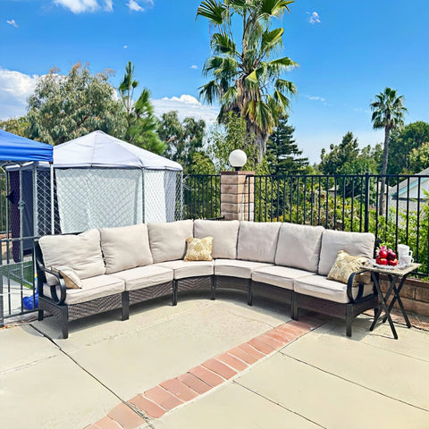 Half-Moon Outdoor Patio Conversation Sofa Sets with E-Coating Technology