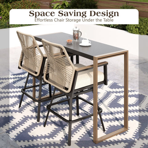 All-Weather Outdoor Bar Table with Sea Stone Design
