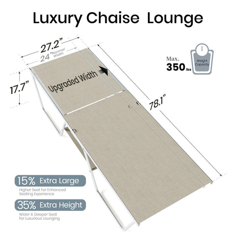 Extra Large W-Shaped Outdoor Chaise Lounge with Under Storage