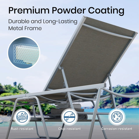 Extra Large W-Shaped Outdoor Chaise Lounge with Under Storage