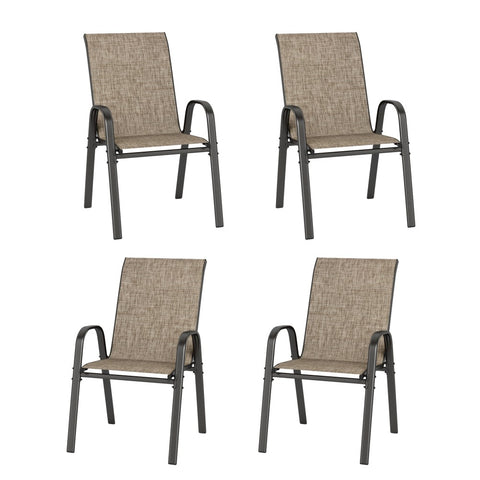 Textilene Extra-High Ergonomic Stackable Patio Dining Chairs