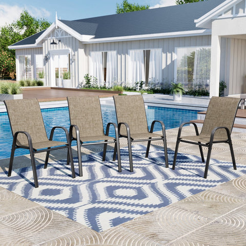 Textilene Extra-High Ergonomic Stackable Patio Dining Chairs
